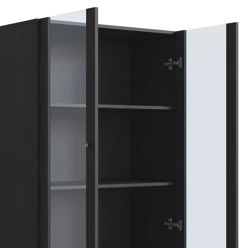 Cristaleira 2 Portas de Vidro Pé Metal Arlo A10 Nero/Dourado - Mpozenato