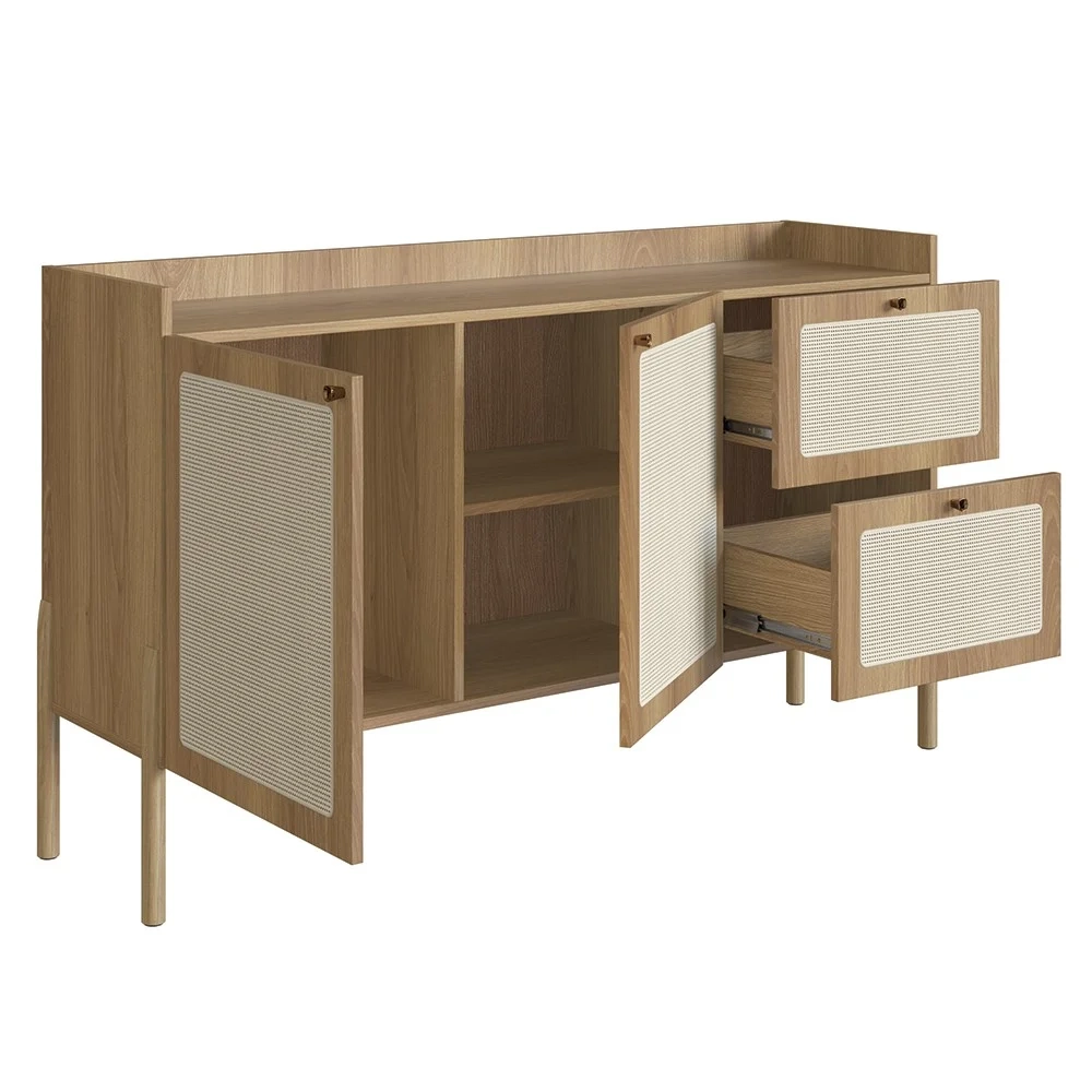 Balcão Aparador Buffet Pés de Madeira Arlo A10 Hanover - Mpozenato