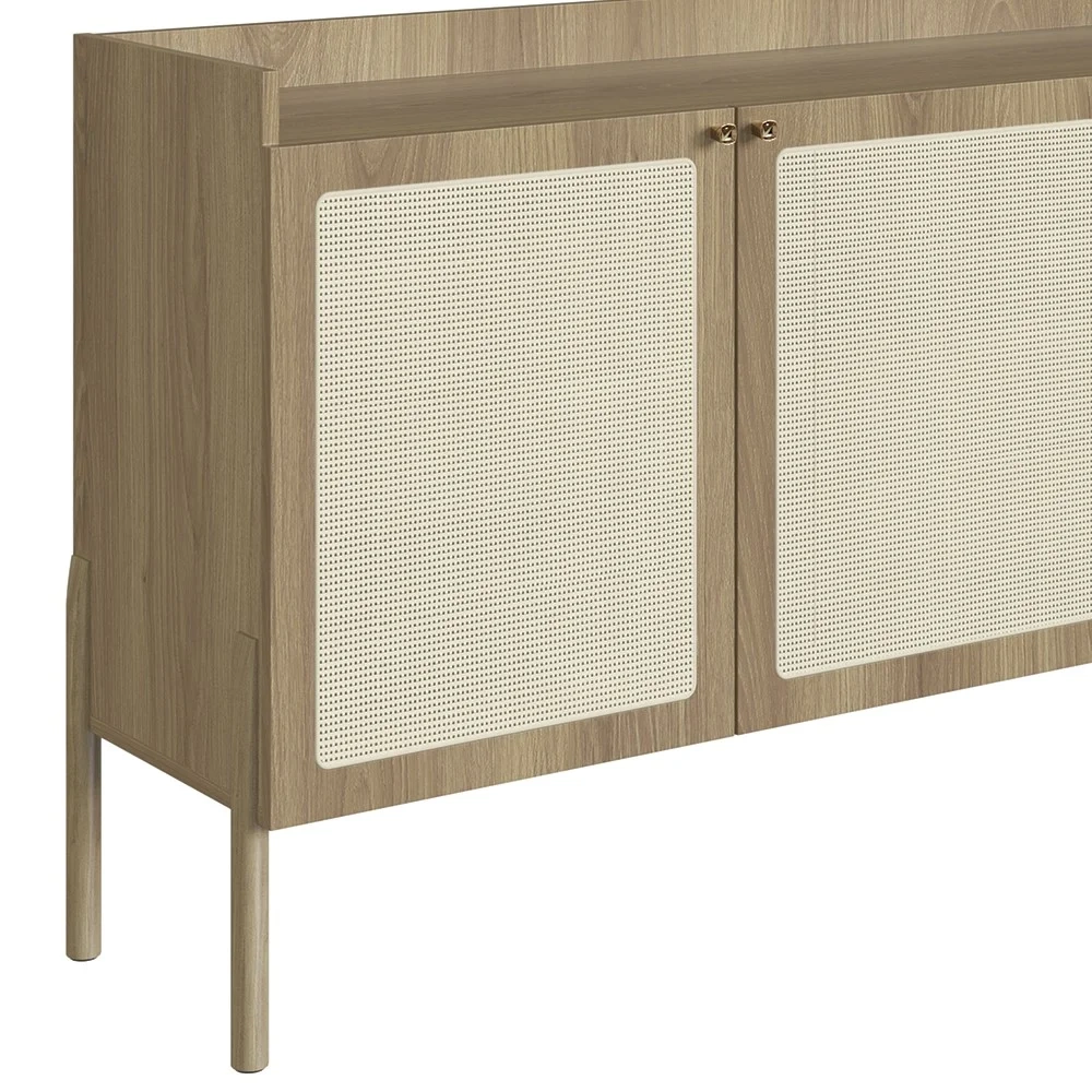 Balcão Aparador Buffet Pés de Madeira Arlo A10 Hanover - Mpozenato