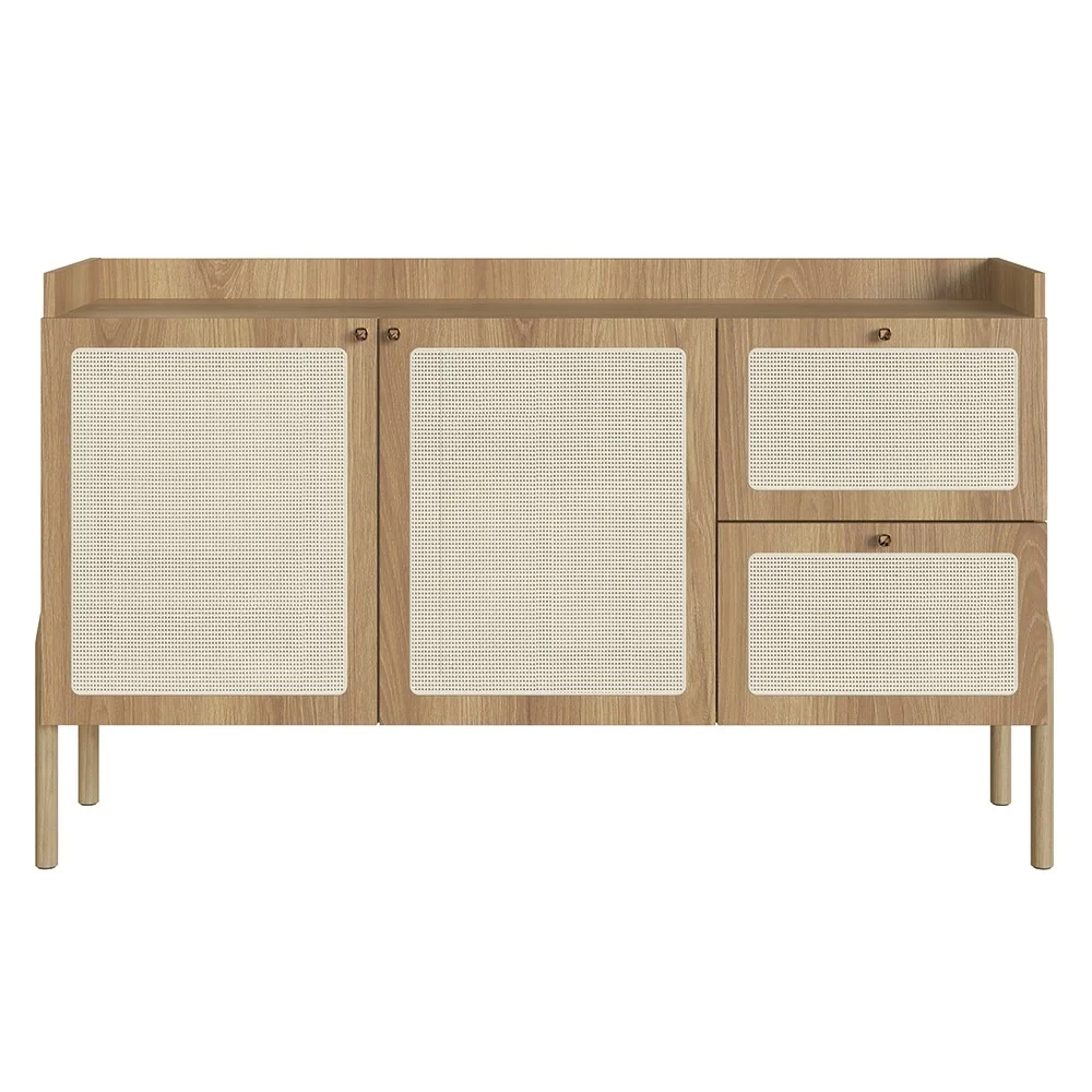 Balcão Aparador Buffet Pés de Madeira Arlo A10 Hanover - Mpozenato