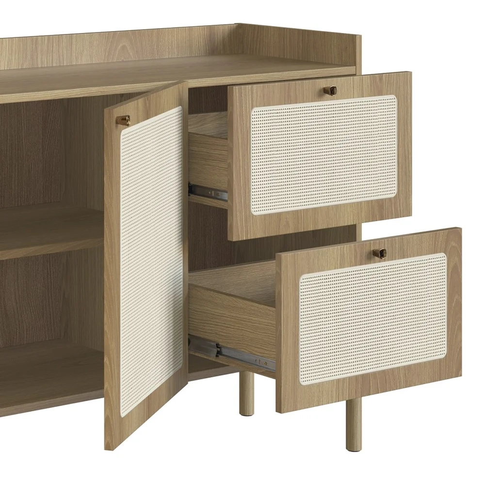 Balcão Aparador Buffet Pés de Madeira Arlo A10 Hanover - Mpozenato