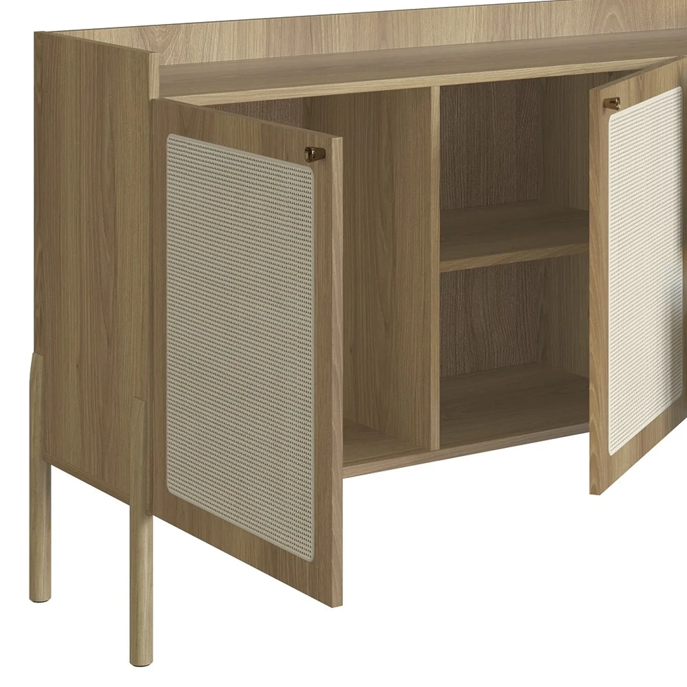 Balcão Aparador Buffet Pés de Madeira Arlo A10 Hanover - Mpozenato