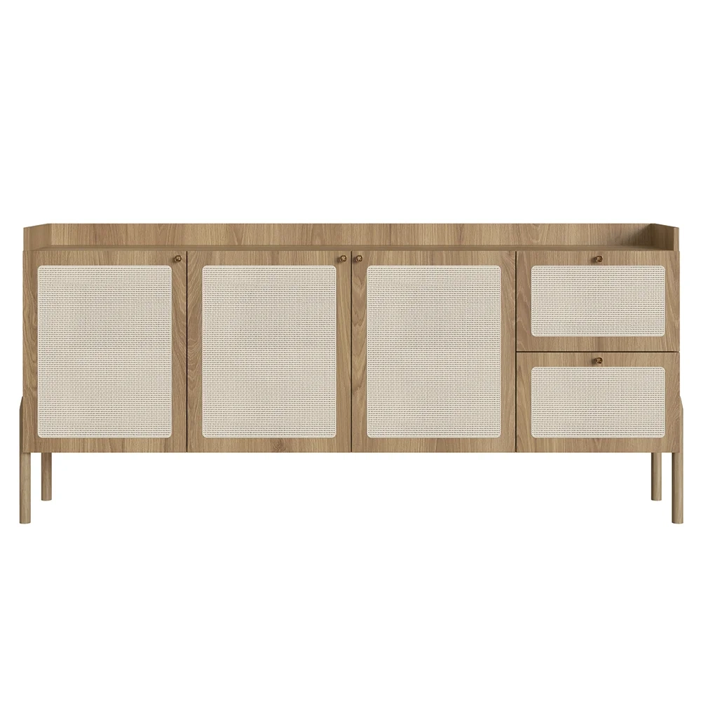 Balcão Aparador Buffet 3 Portas Pés Madeira Arlo A10 Hanover - Mpozenato