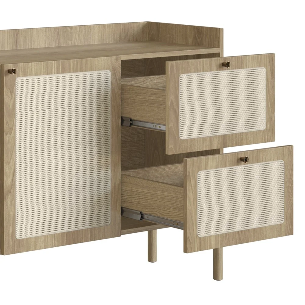 Balcão Aparador Buffet 3 Portas Pés Madeira Arlo A10 Hanover - Mpozenato