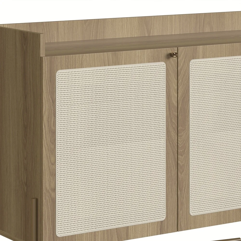 Balcão Aparador Buffet 3 Portas Pé Metal Arlo A10 Hanover/Dourado - Mpozenato