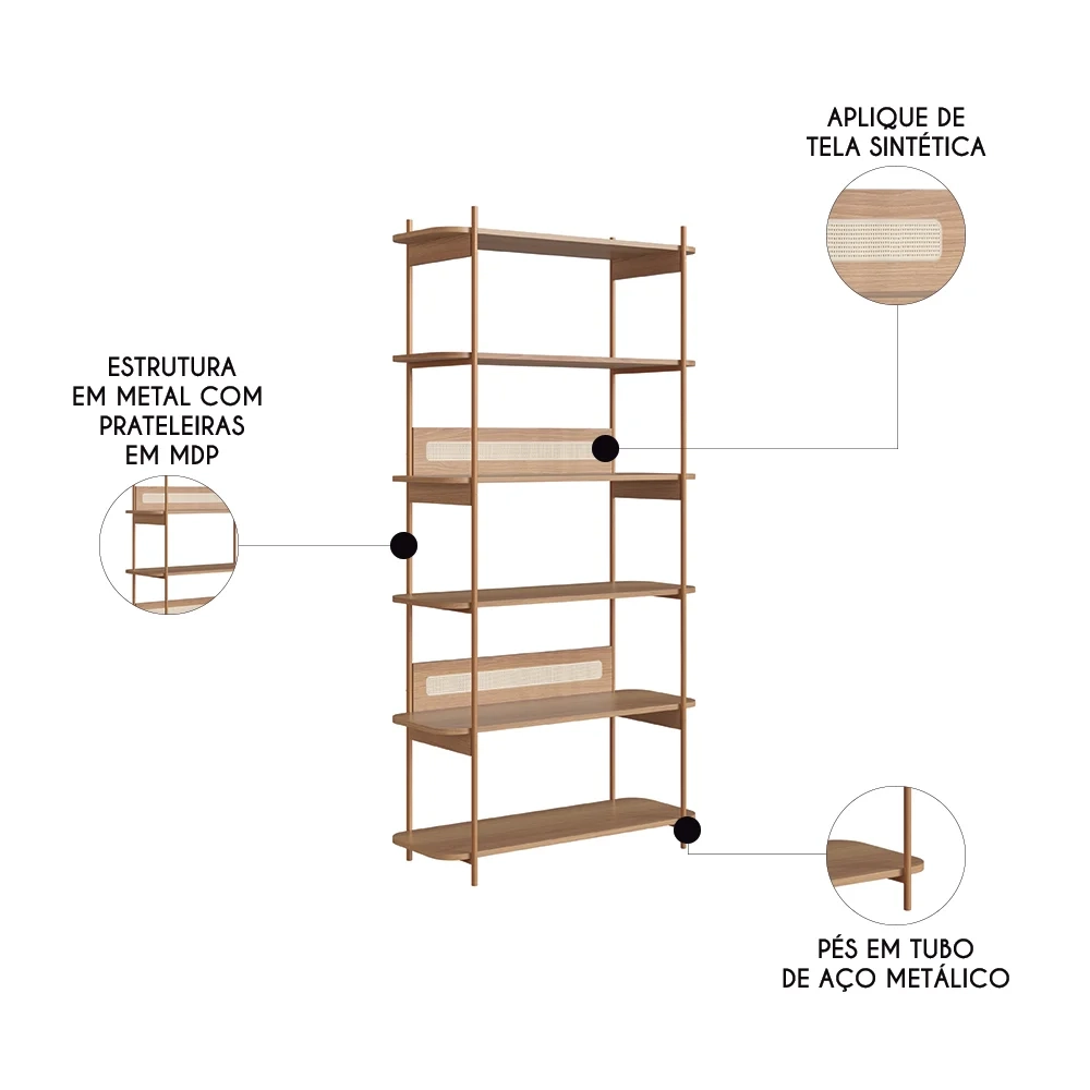 Estante Industrial Pés de Metal Arlo A10 Hanover/Dourado - Mpozenato