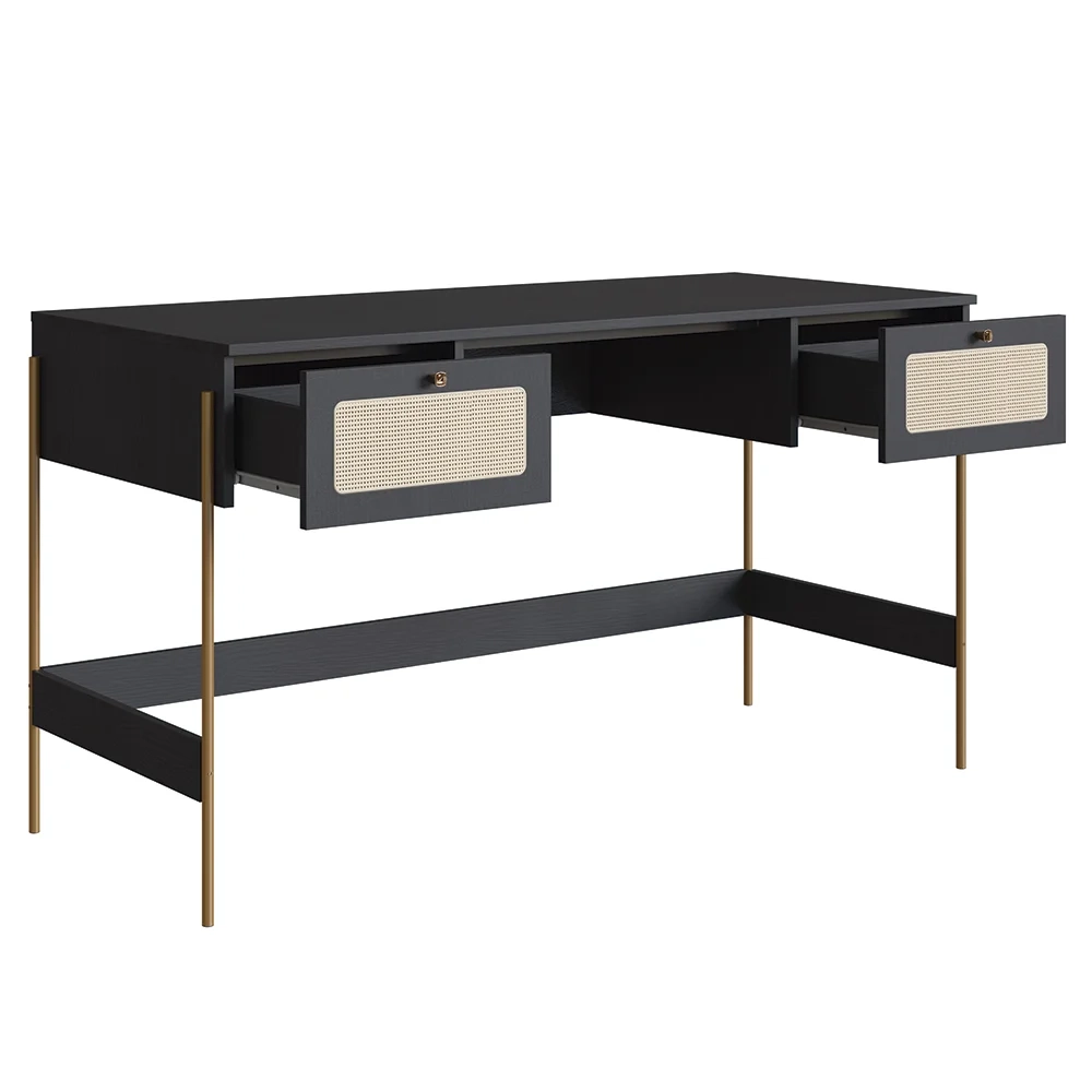 Mesa Escrivaninha Home Office Pé Metal Arlo A10 Nero/Dourado - Mpozenato