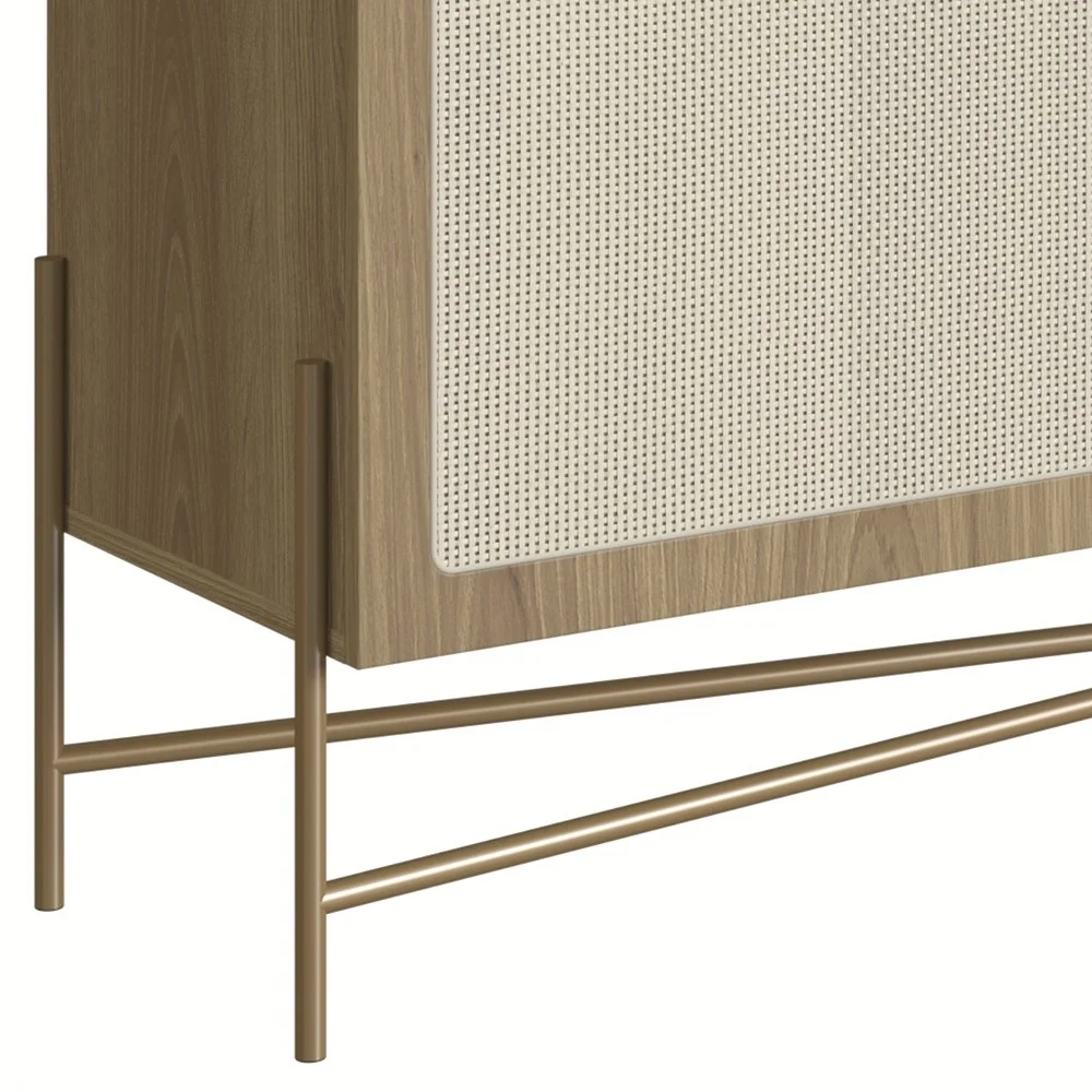 Rack Para Sala Bancada de TV 65 Pol Pé Metal Arlo A10 Hanover/Dourado - Mpozenato