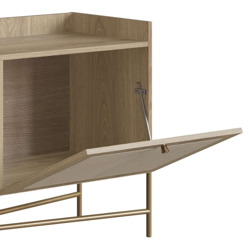 Rack Para Sala Bancada de TV 65 Pol Pé Metal Arlo A10 Hanover/Dourado - Mpozenato