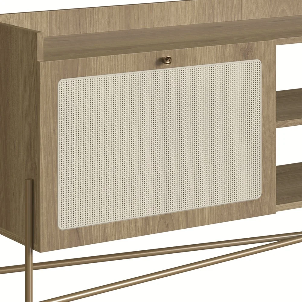 Rack Para Sala Bancada de TV 65 Pol Pé Metal Arlo A10 Hanover/Dourado - Mpozenato