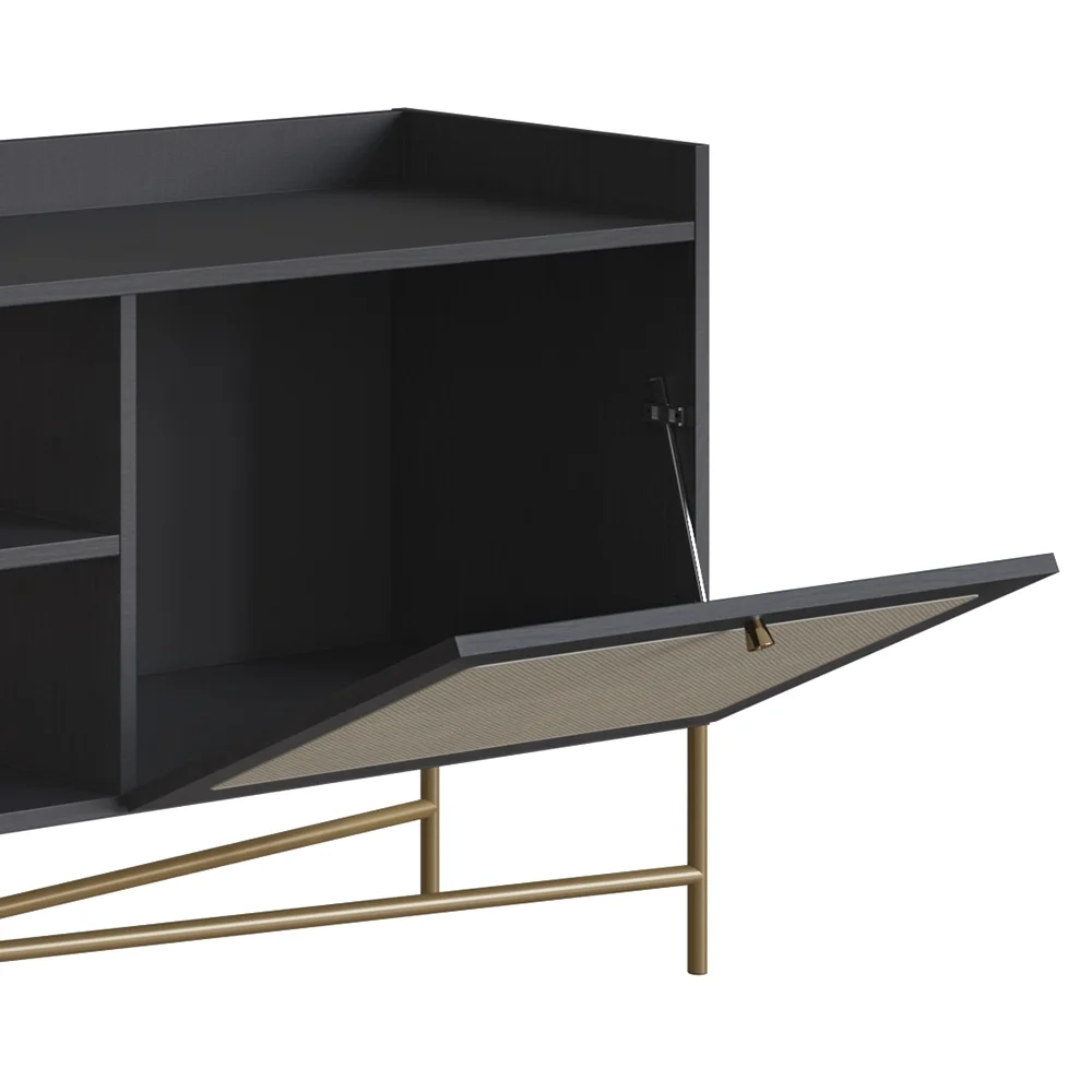 Rack Para Sala Bancada de TV 65 Pol Pé Metal Arlo A10 Nero/Dourado - Mpozenato