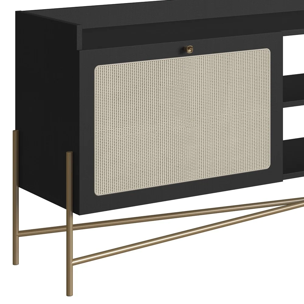 Rack Para Sala Bancada de TV 65 Pol Pé Metal Arlo A10 Nero/Dourado - Mpozenato