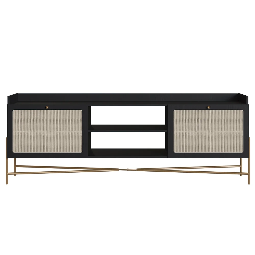 Rack Para Sala Bancada de TV 65 Pol Pé Metal Arlo A10 Nero/Dourado - Mpozenato