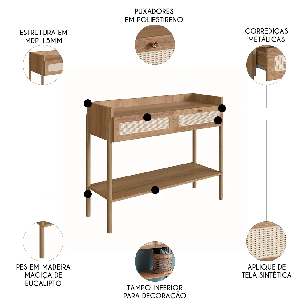 Aparador Para Sala 2 Gavetas Pés Madeira Arlo A10 Hanover - Mpozenato