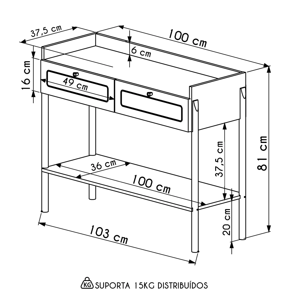 Aparador Para Sala 2 Gavetas Pés Madeira Arlo A10 Hanover - Mpozenato