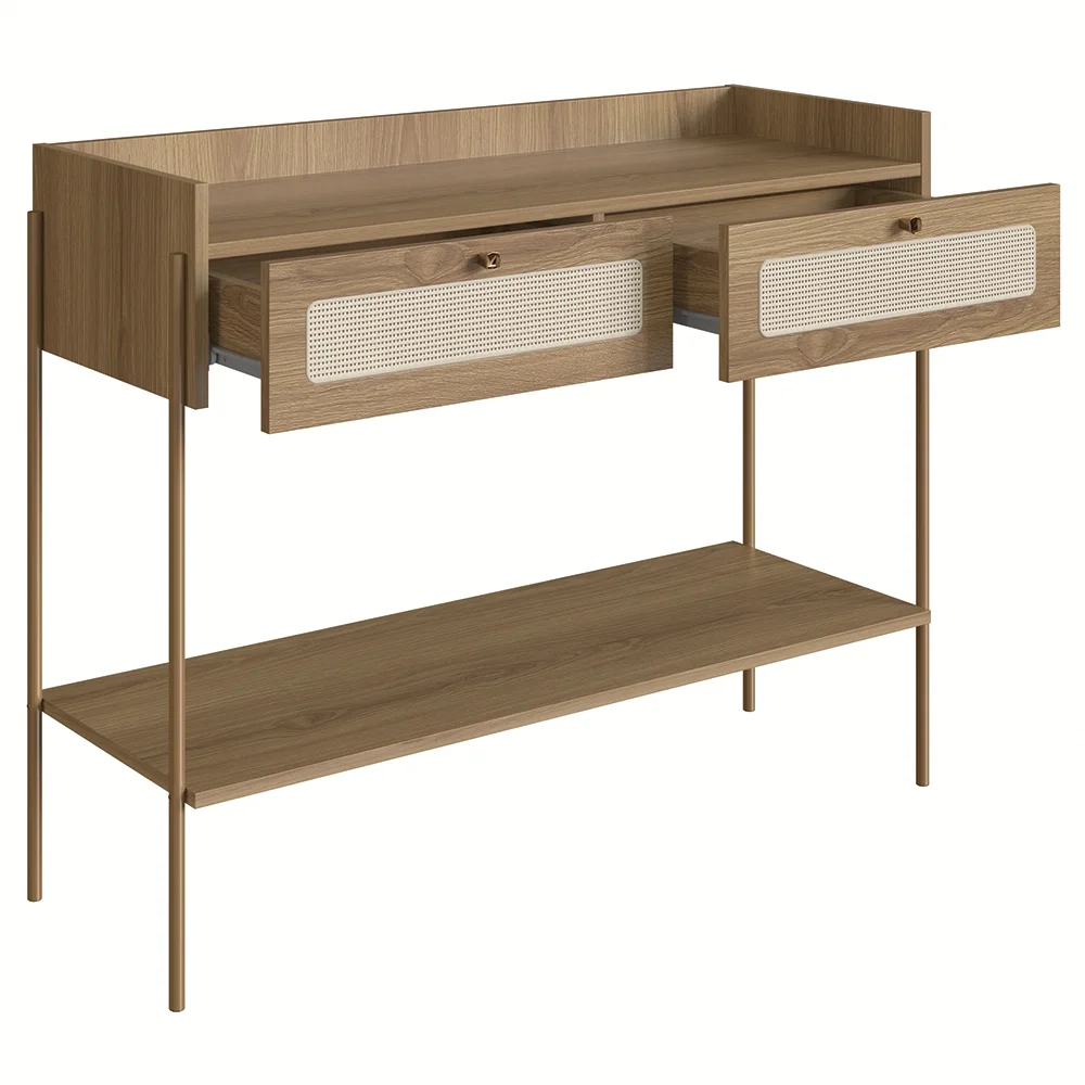 Aparador Para Sala 2 Gavetas Pé Metal Arlo A10 Hanover/Dourado - Mpozenato