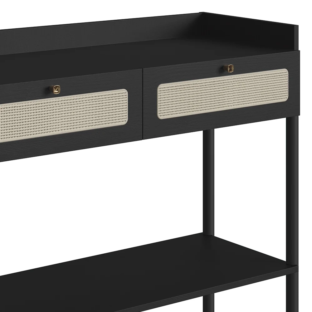 Aparador Para Sala 2 Gavetas Pés Madeira Arlo A10 Nero/Preto - Mpozenato