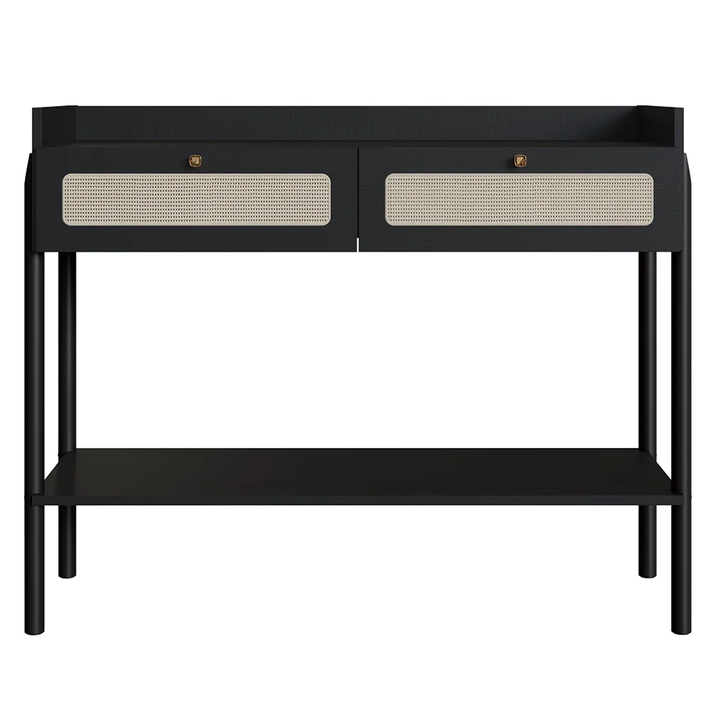 Aparador Para Sala 2 Gavetas Pés Madeira Arlo A10 Nero/Preto - Mpozenato