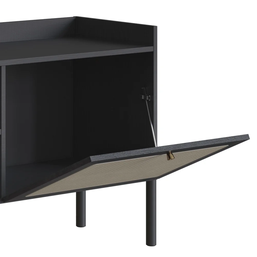 Rack Para Sala Bancada de TV 65 Pol Pés Madeira Arlo A10 Nero/Preto - Mpozenato