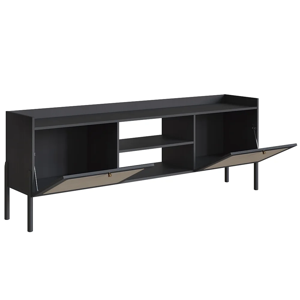 Rack Para Sala Bancada de TV 65 Pol Pés Madeira Arlo A10 Nero/Preto - Mpozenato