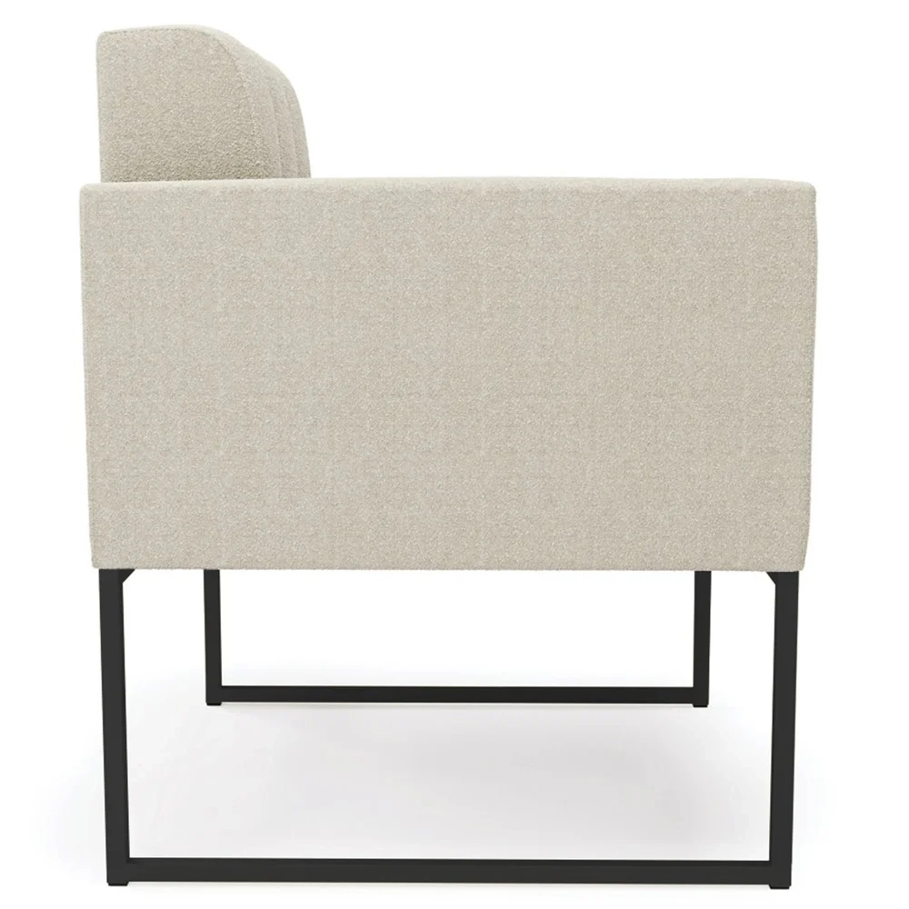 Poltrona Sala Base Industrial Preto Kit 2 Ana Boucle Bege - Ibiza