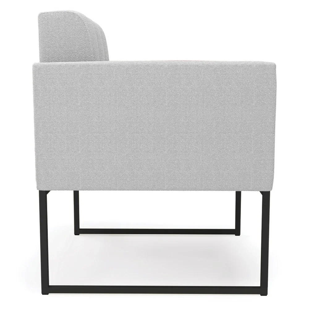 Poltrona Sala Base Industrial Preto Kit 2 Ana Boucle Cinza - Ibiza