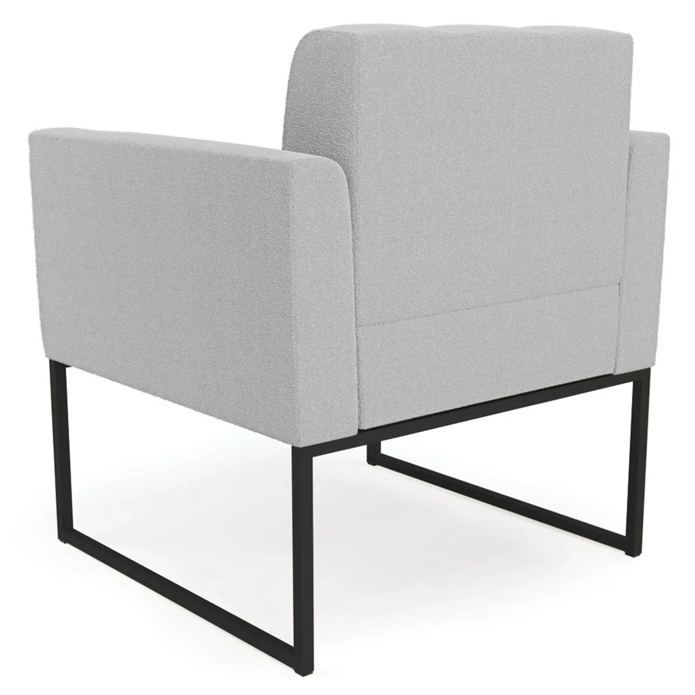 Poltrona Sala Base Industrial Preto Kit 2 Ana Boucle Cinza - Ibiza