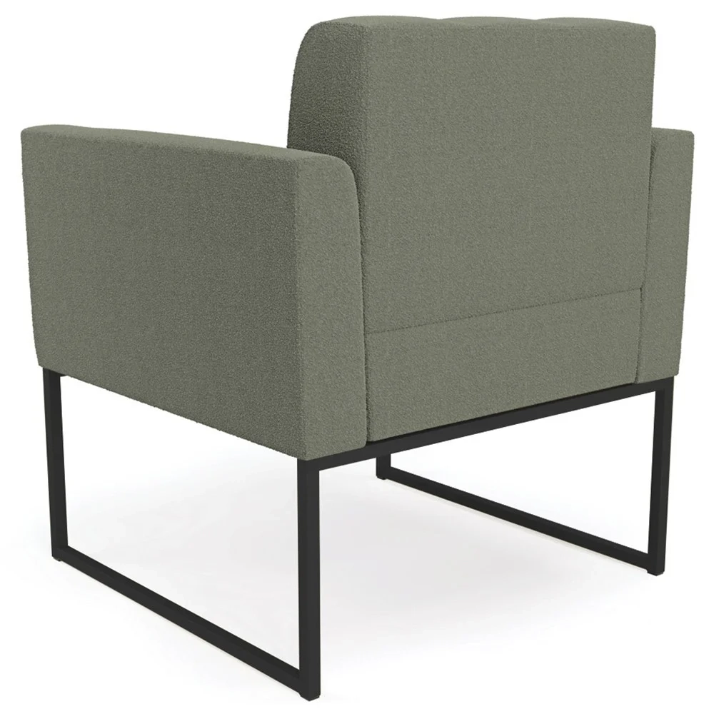 Poltrona Sala Base Industrial Preto Kit 2 Ana Boucle Menta - Ibiza