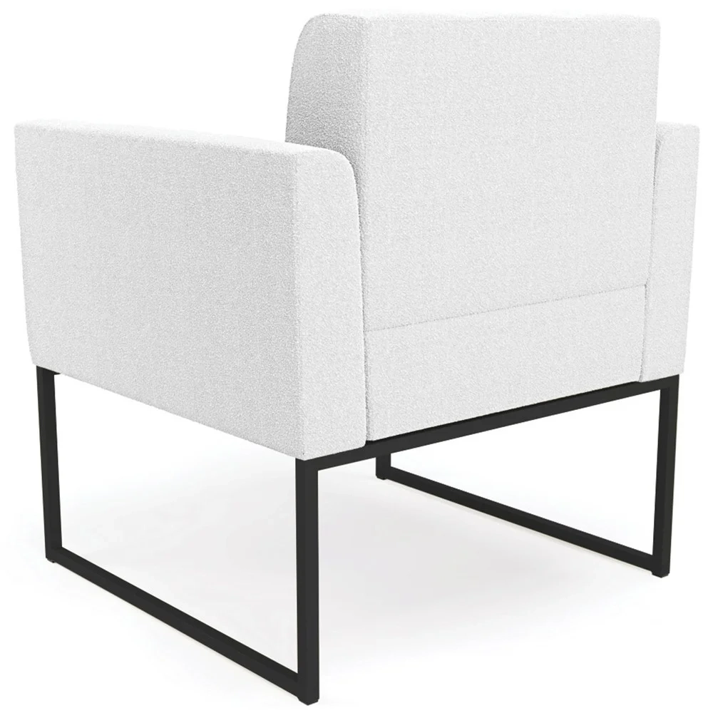 Poltrona Sala Base Industrial Preto Kit 2 Ana Boucle Off - Ibiza