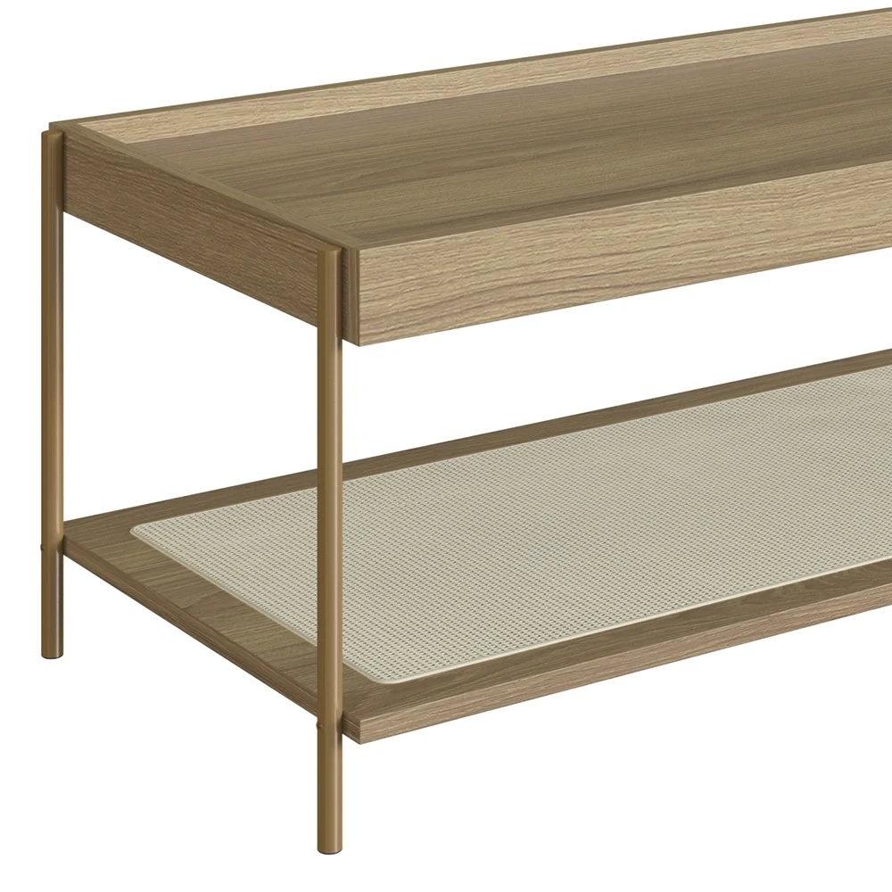 Mesa de Centro Para Sala Pé Metal Arlo A10 Hanover/Dourado - Mpozenato