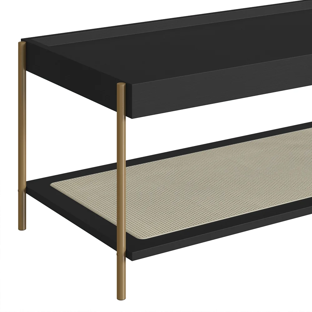 Mesa de Centro Para Sala Pé Metal Arlo A10 Nero/Dourado - Mpozenato