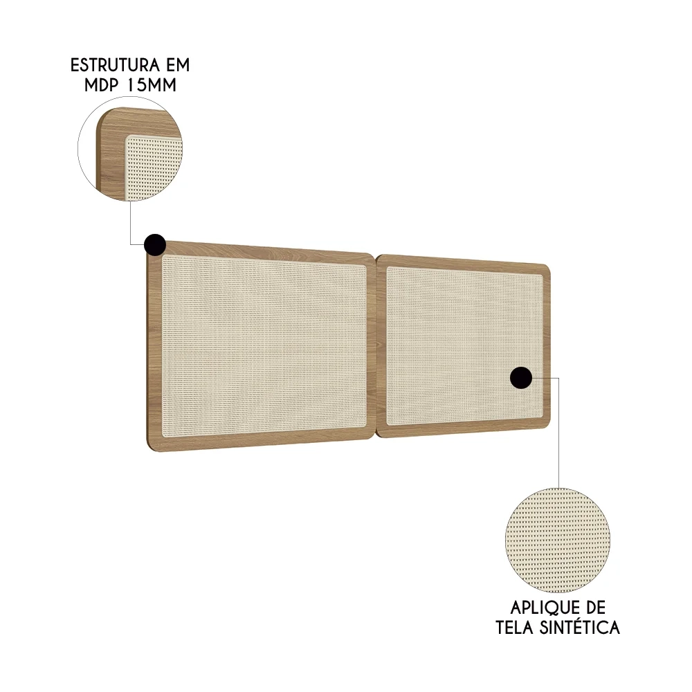 Cabeceira Casal e Queen Com 2 Mesas Laterais Arlo A10 Hanover/Dourado - Mpozenato