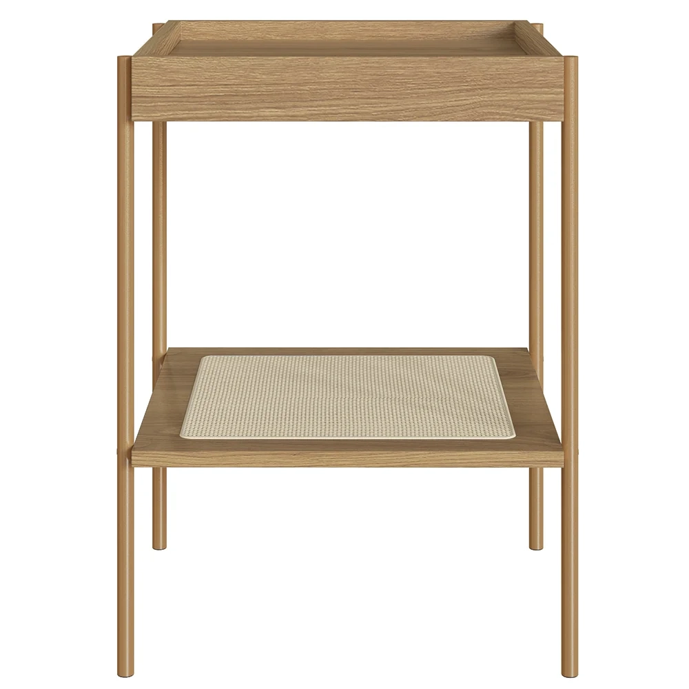 Mesa Lateral Com Prateleira Pé Metal Arlo A10 Hanover/Dourado - Mpozenato