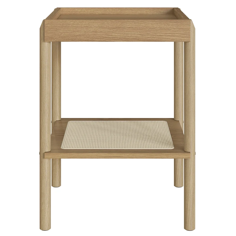 Mesa Lateral Com Prateleira Pés Madeira Arlo A10 Hanover - Mpozenato