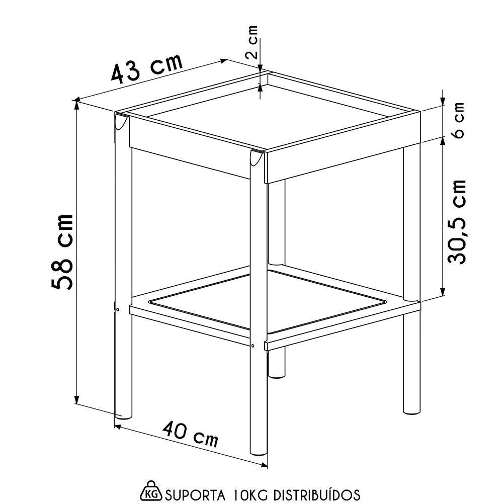 Mesa Lateral Com Prateleira Pés Madeira Arlo A10 Hanover - Mpozenato