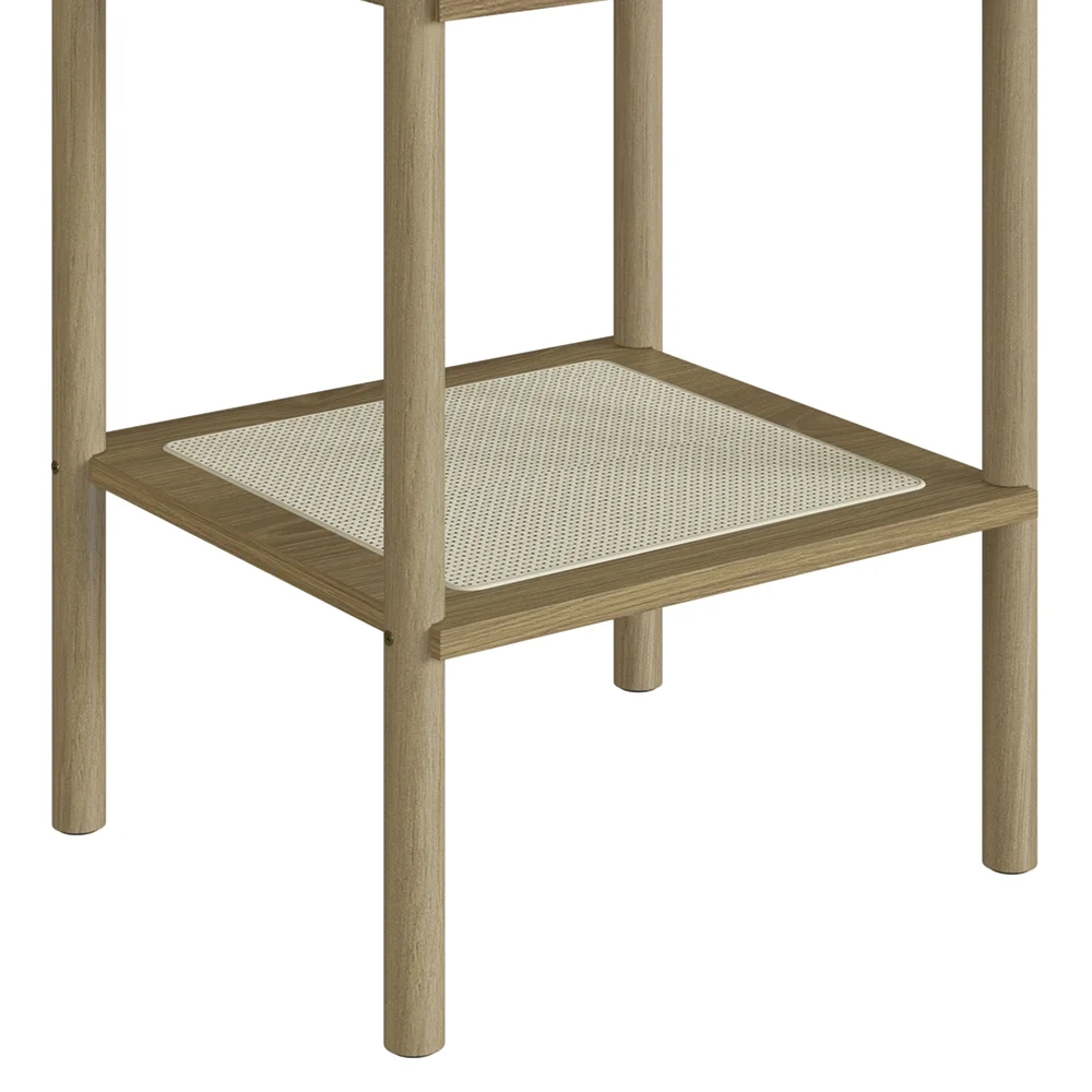 Mesa Lateral Com Prateleira Pés Madeira Arlo A10 Hanover - Mpozenato