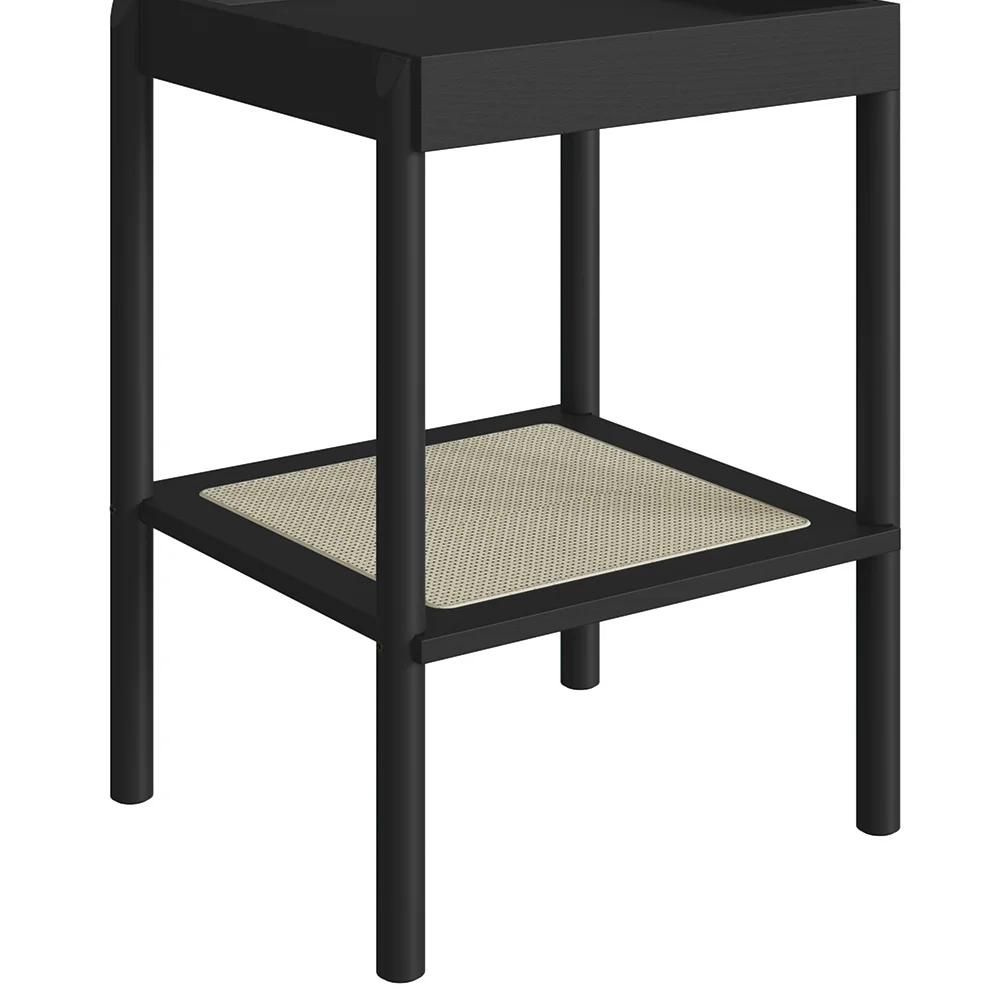 Mesa Lateral Com Prateleira Pés Madeira Arlo A10 Nero/Preto - Mpozenato
