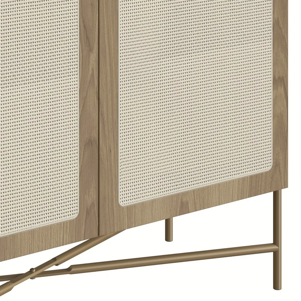 Balcão Aparador Buffet Cantinho do Café Pé Metal Arlo A10 Hanover/Dourado - Mpozenato