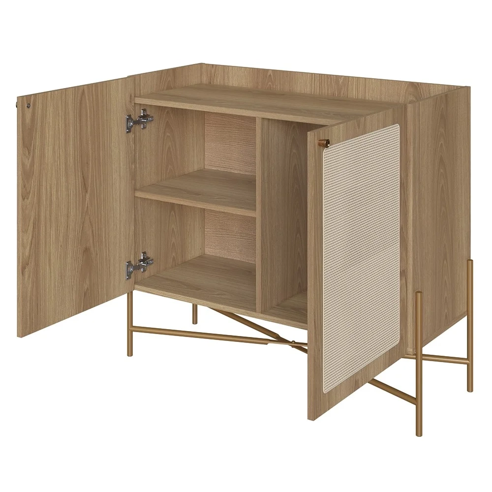 Balcão Aparador Buffet Cantinho do Café Pé Metal Arlo A10 Hanover/Dourado - Mpozenato