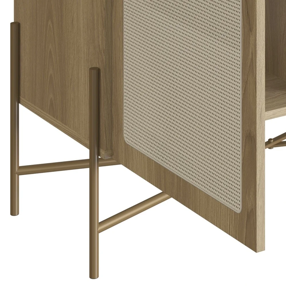 Balcão Aparador Buffet Cantinho do Café Pé Metal Arlo A10 Hanover/Dourado - Mpozenato