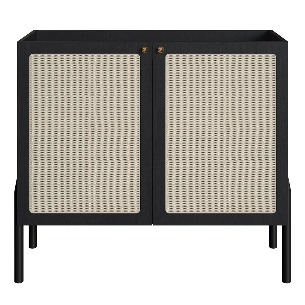 Balcão Aparador Buffet Cantinho do Café Pés Madeira Arlo A10 Nero/Preto - Mpozenato