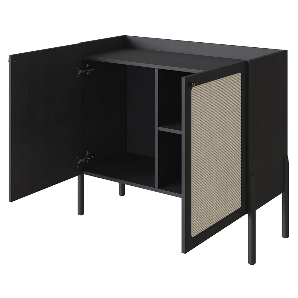 Balcão Aparador Buffet Cantinho do Café Pés Madeira Arlo A10 Nero/Preto - Mpozenato