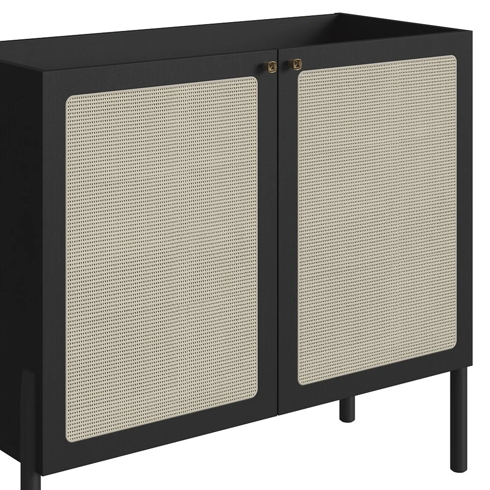 Balcão Aparador Buffet Cantinho do Café Pés Madeira Arlo A10 Nero/Preto - Mpozenato