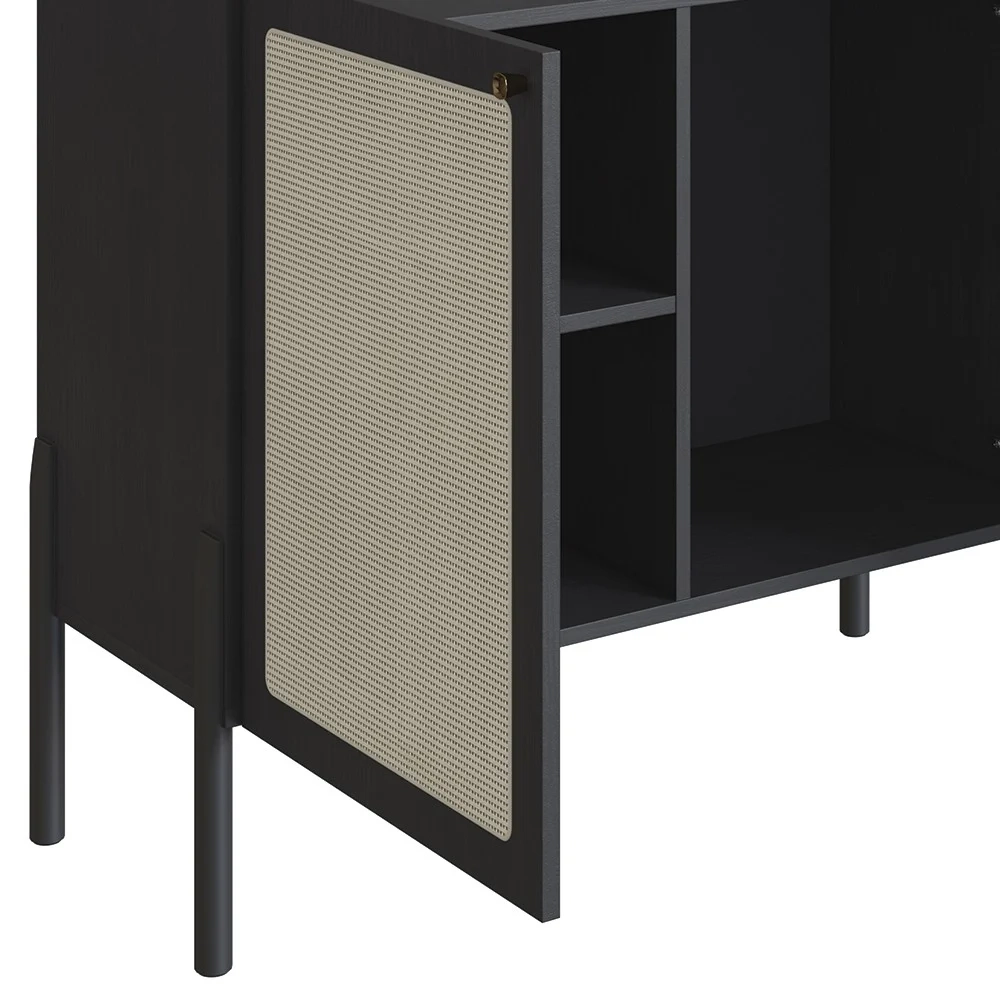 Balcão Aparador Buffet Cantinho do Café Pés Madeira Arlo A10 Nero/Preto - Mpozenato