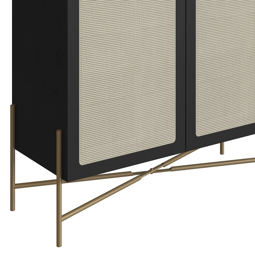 Balcão Aparador Buffet Cantinho do Café Pé Metal Arlo A10 Nero/Dourado - Mpozenato