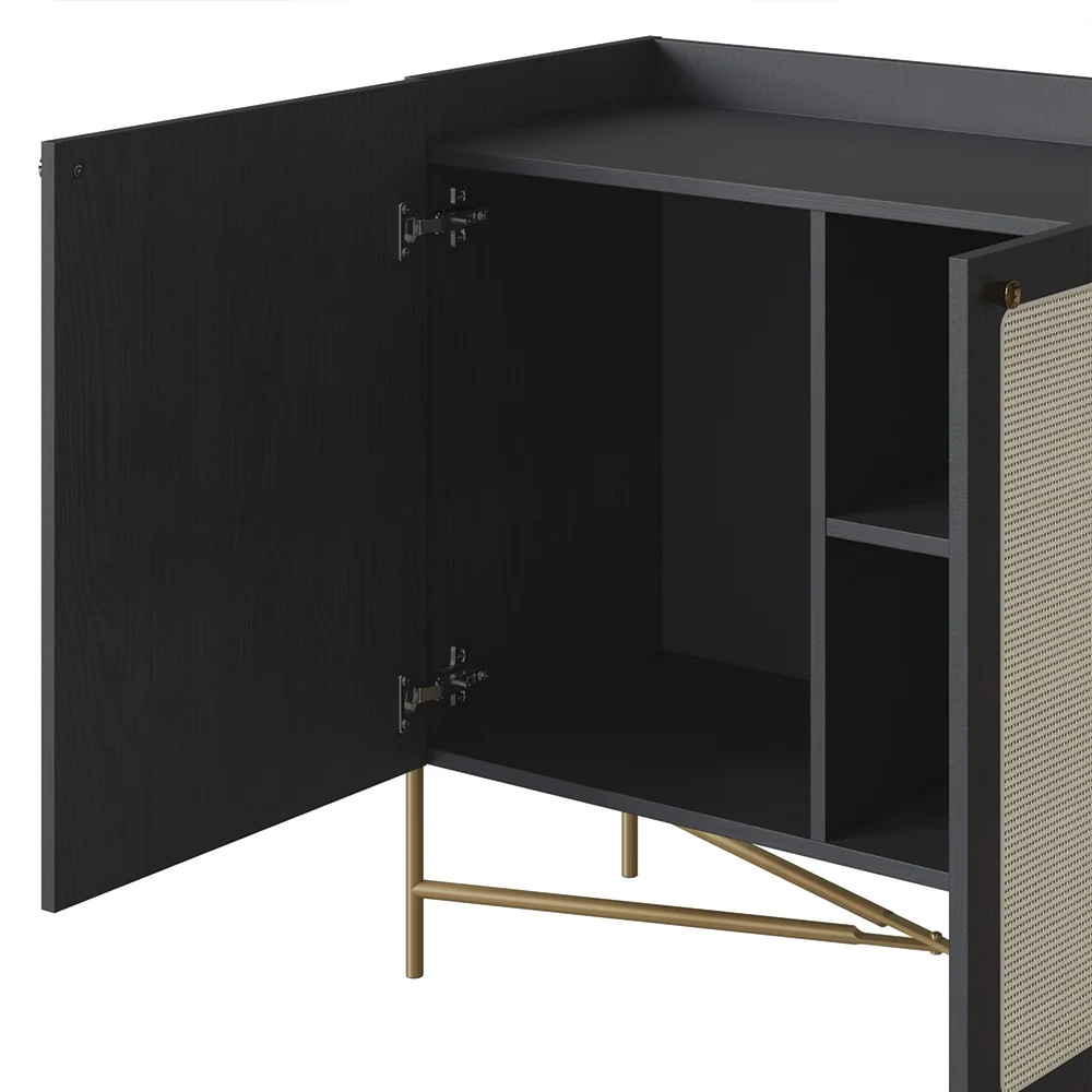 Balcão Aparador Buffet Cantinho do Café Pé Metal Arlo A10 Nero/Dourado - Mpozenato