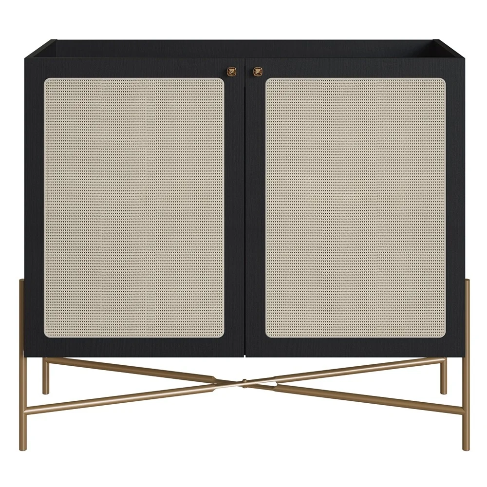 Balcão Aparador Buffet Cantinho do Café Pé Metal Arlo A10 Nero/Dourado - Mpozenato