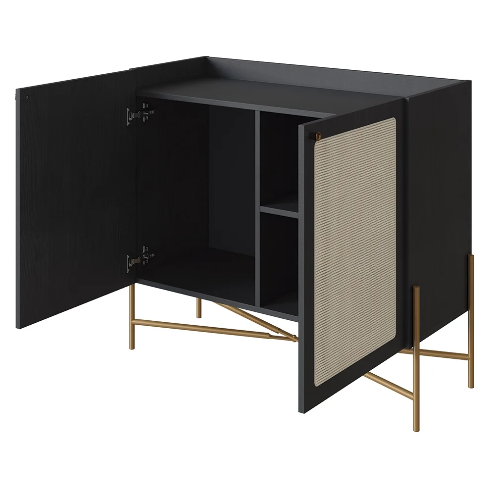 Balcão Aparador Buffet Cantinho do Café Pé Metal Arlo A10 Nero/Dourado - Mpozenato