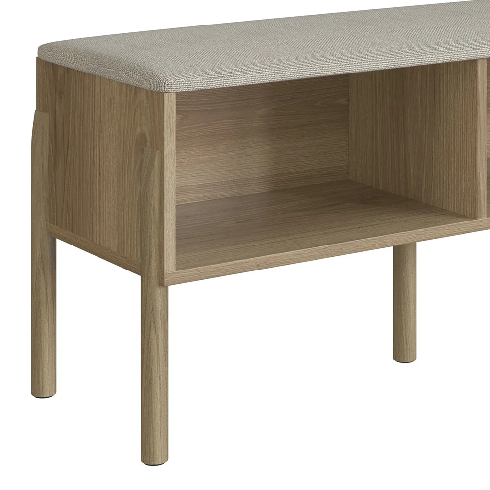 Banco Sapateira Estofada Para Quarto Pés Madeira Arlo A10 Hanover - Mpozenato