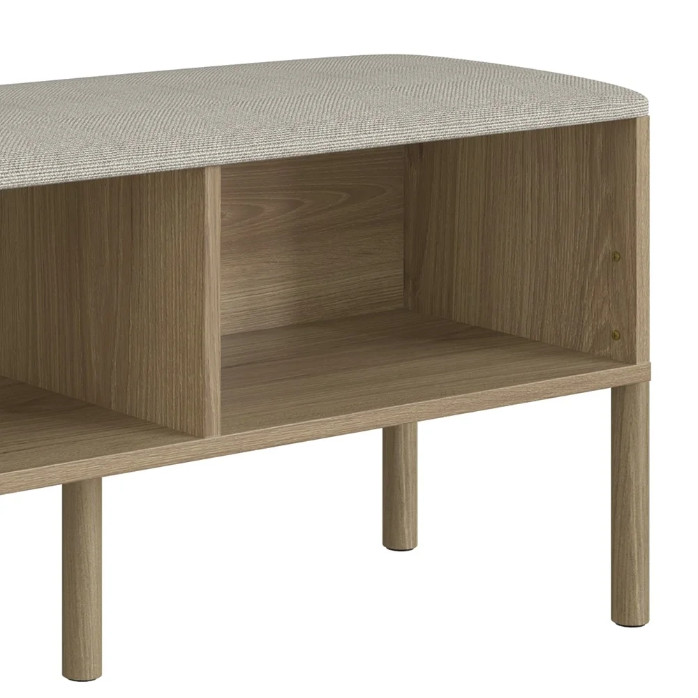 Banco Sapateira Estofada Para Quarto Pés Madeira Arlo A10 Hanover - Mpozenato